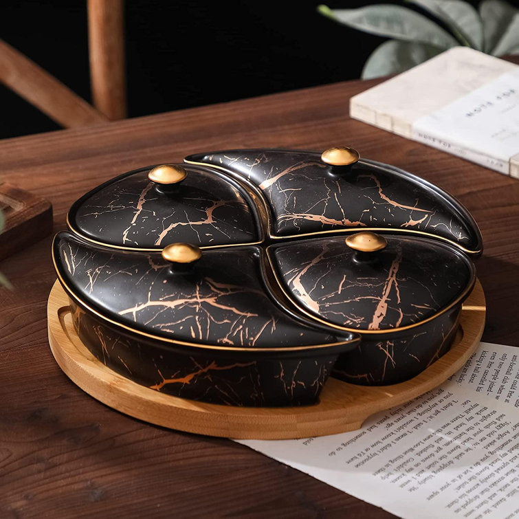 Mercer41 Divided Serving Tray, 4 Pieces Ceramic Serving Platters With